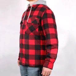 Fleece Lined Check Full Zip Hooded Jacket