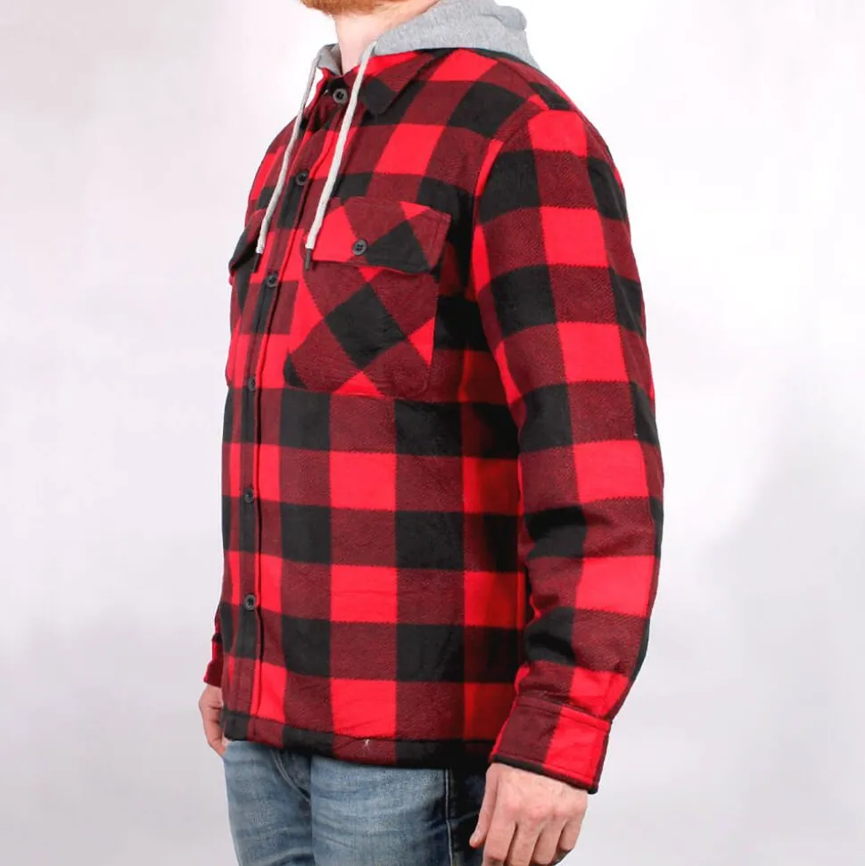 Fleece Lined Check Full Zip Hooded Jacket
