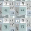 Floral Square Blue Oil Cloth 1146-3 Price by the metre