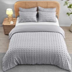 Flynn Tufted Duvet Cover Set Grey