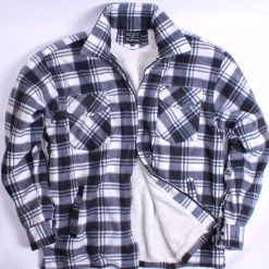 Full Zip Fleece Jacket Black & White Check