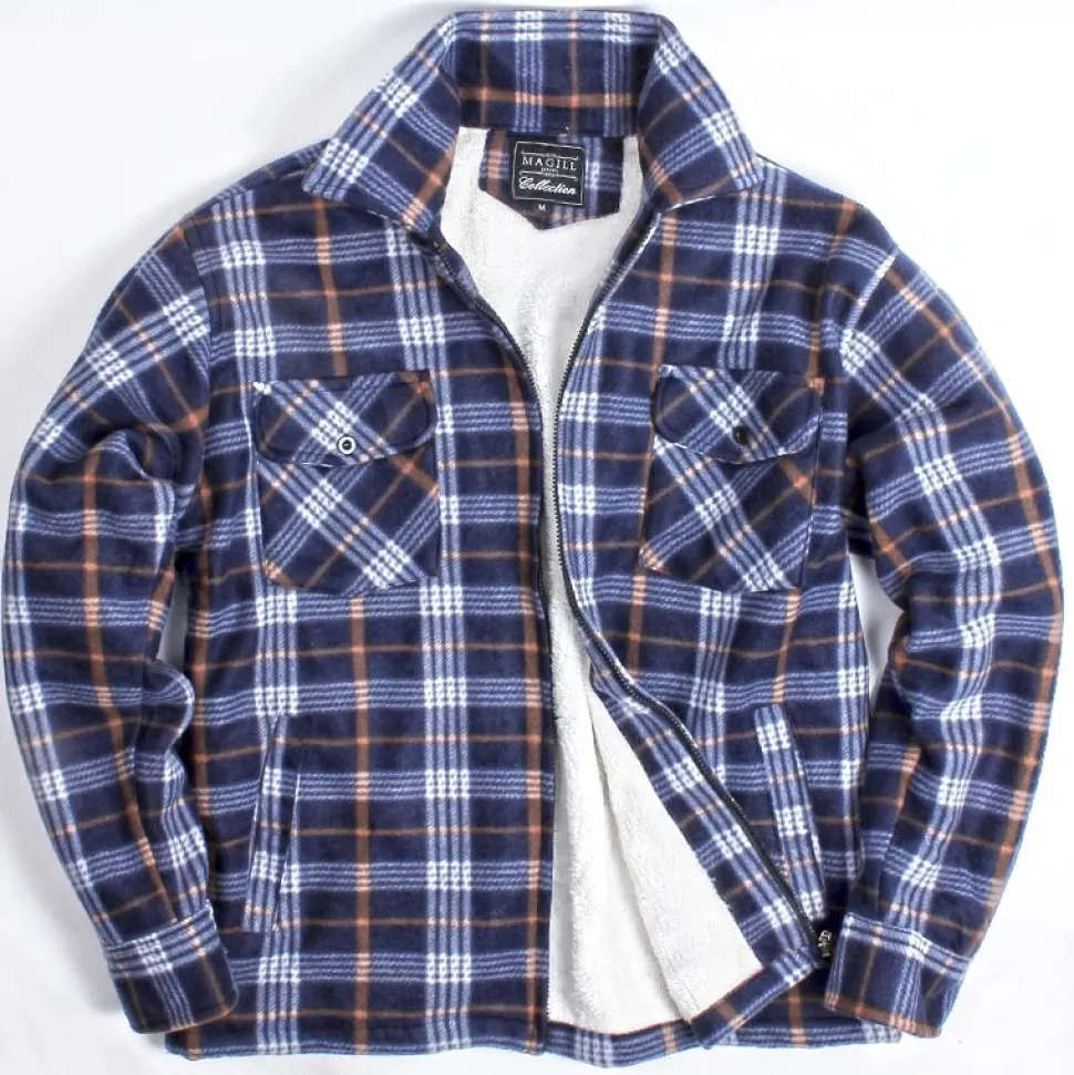 Full Zip Fleece Jacket Navy Check