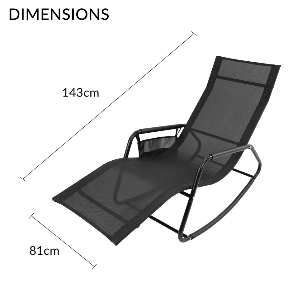 GardenKraft Outdoor Rocking Sun Lounger Black
