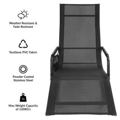 GardenKraft Outdoor Rocking Sun Lounger Black