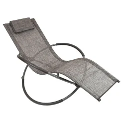 GardenKraft Outdoor Rocking Sun Lounger Grey