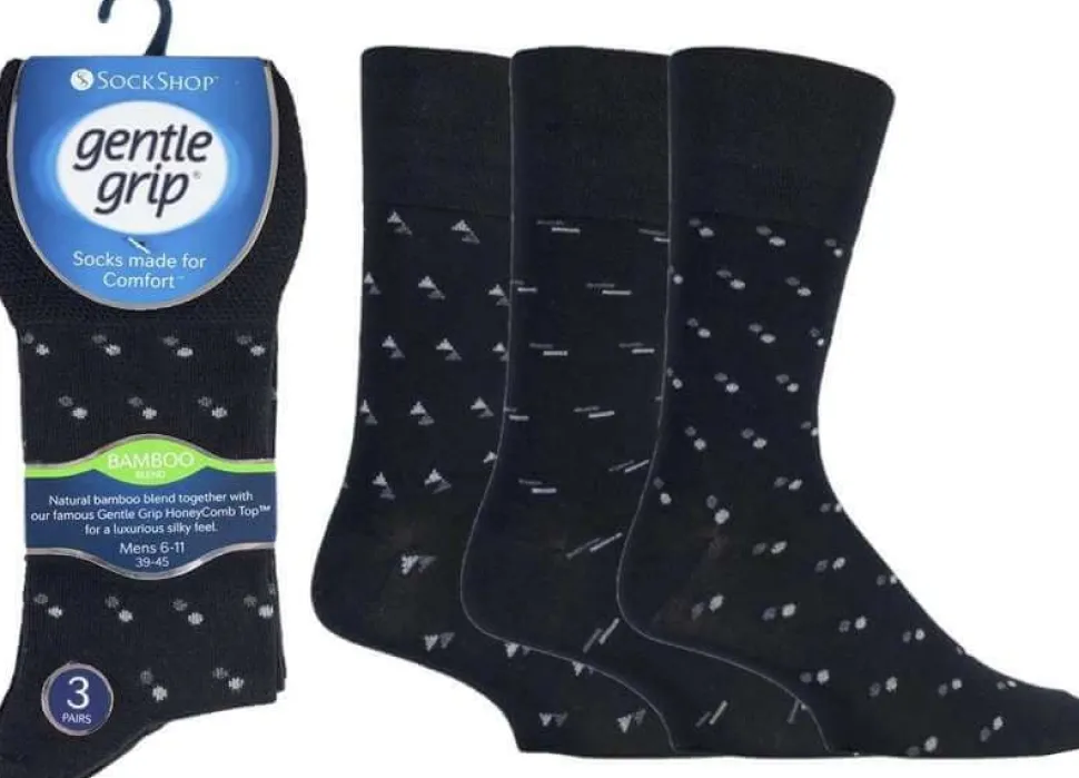Gentle Grip Non-Binding Bamboo Men's Socks Geometric Mix