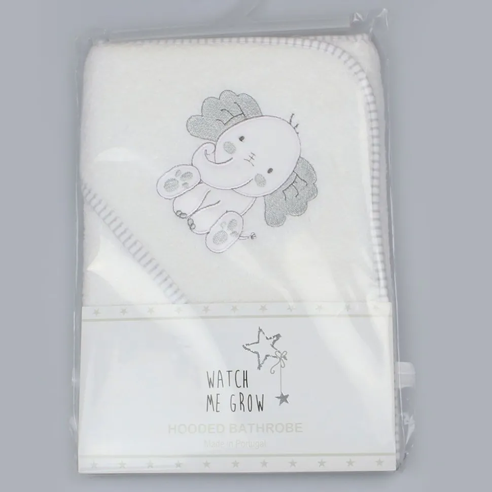 Grey Elephant Hooded Baby Towel