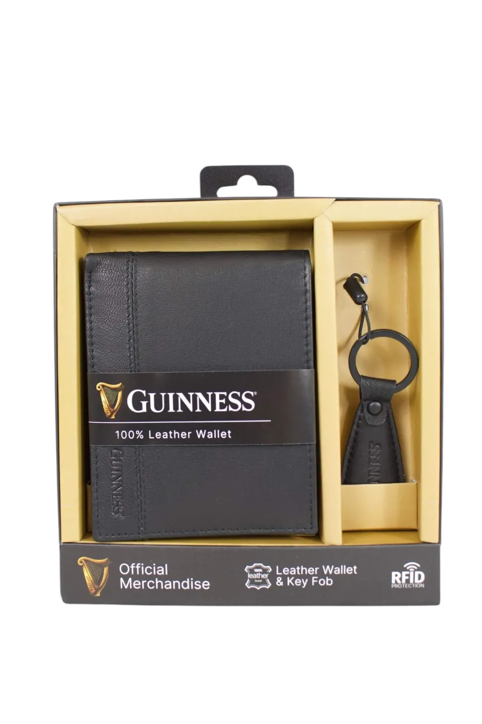 Guinness Black Leather Wallet & Keyring