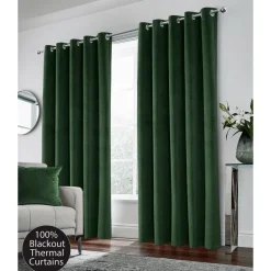Hampton 100% Blackout Eyelet Curtains Green