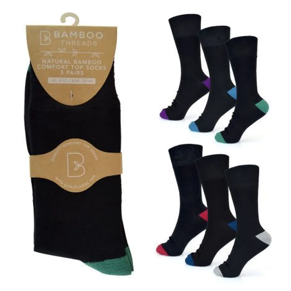 Heal & Toe Non Elastic 3 Pack Bamboo Socks