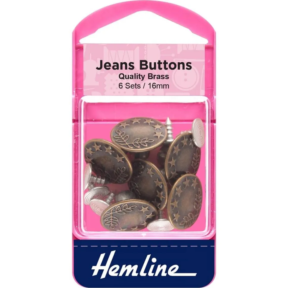Hemline Bronze Jeans Buttons 16mm