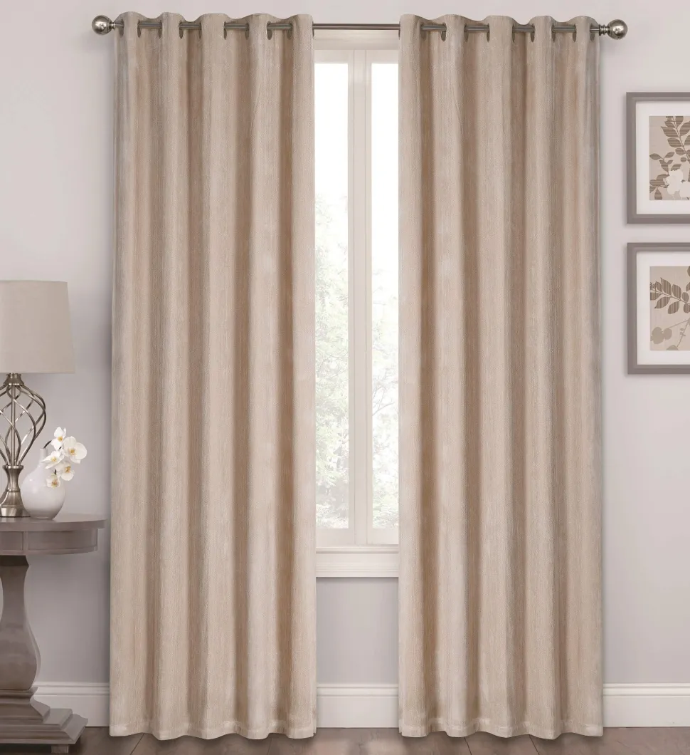 Herringbone Eyelet Readymade Curtains Natural
