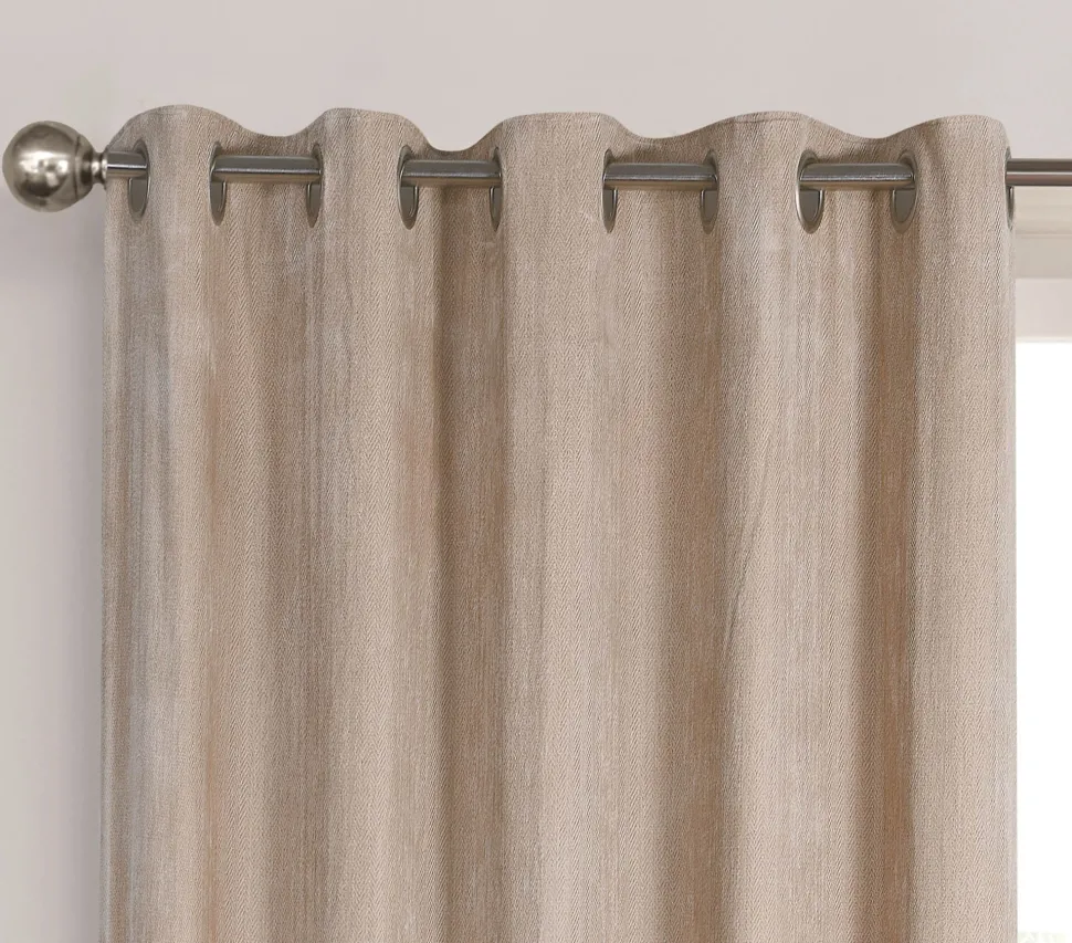 Herringbone Eyelet Readymade Curtains Natural