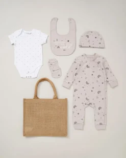 Homegrown Baby 100% Organic Cotton 5 Piece Printed Gift Set-Grey