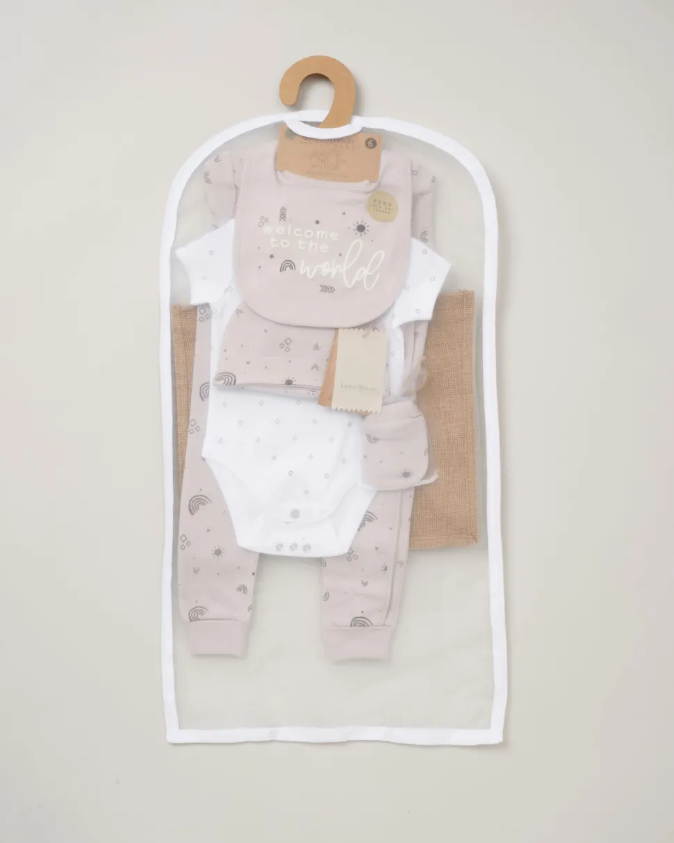 Homegrown Baby 100% Organic Cotton 5 Piece Printed Gift Set-Grey