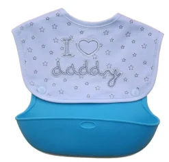 I Love Daddy Bib with Catcher Blue