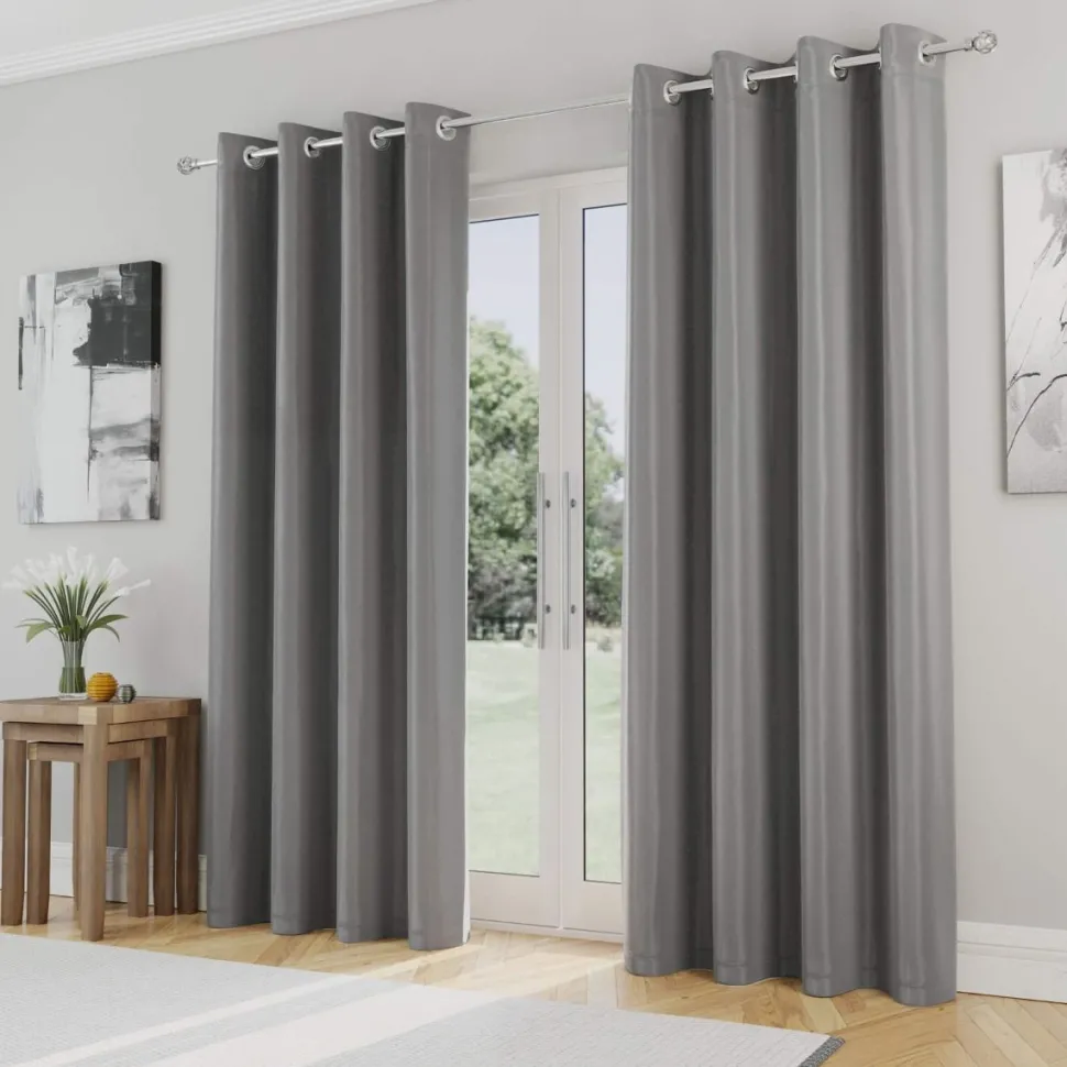 Iris 90% Blackout Eyelet Curtains Silver