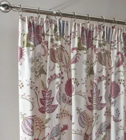Jacobean Multi Fully Lined Readymade Tape Top Curtains