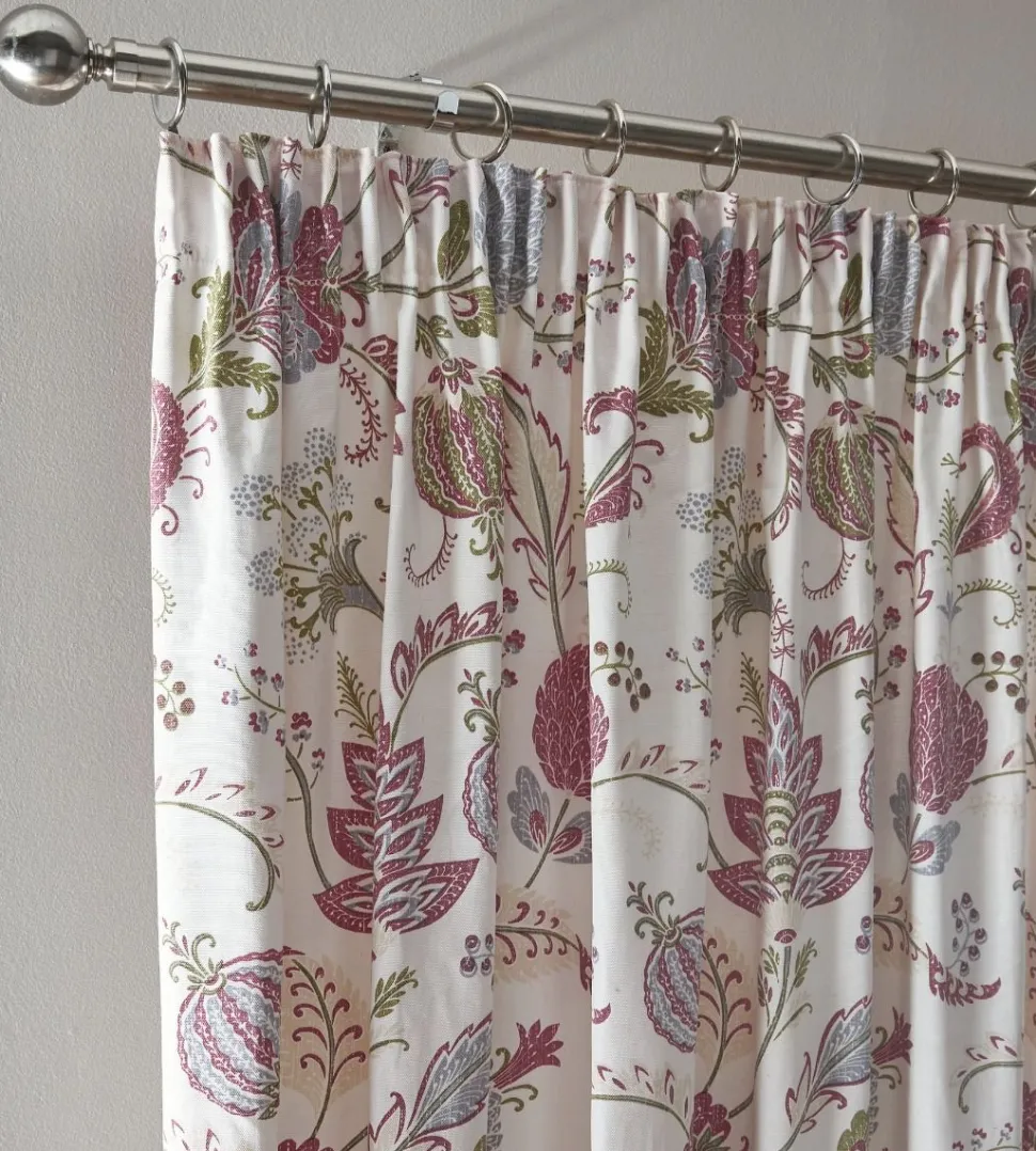 Jacobean Multi Fully Lined Readymade Tape Top Curtains
