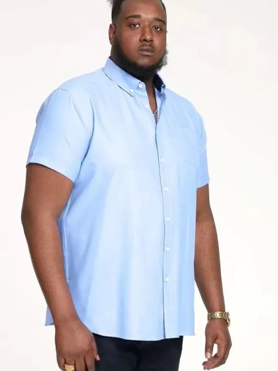 James Short Sleeve Outsize Oxford Shirt Sky Blue