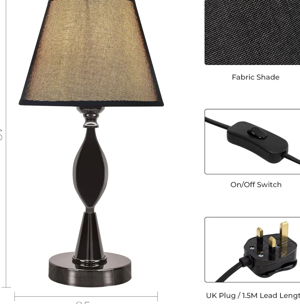 Jasny Chrome Table Lamp with Switch Control