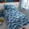 Kids Soft Touch Duvet Cover Set Single Shark Camouflage