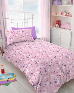 Kids Soft Touch Duvet Cover Set Single Unicorn