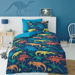 Kids Soft Touch Duvet Cover Set Single Dino Roar