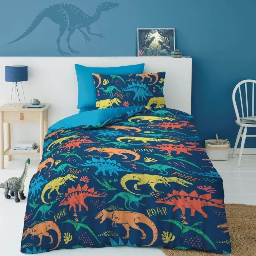 Kids Soft Touch Duvet Cover Set Single Dino Roar