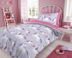 Kids Soft Touch Duvet Cover Set Single Magical Unicorn