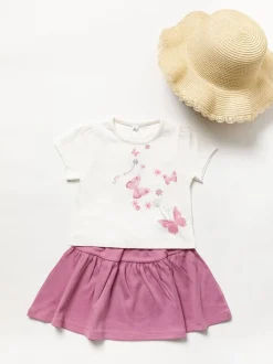 Kids Summer Hat & Dress Butterfly Pink