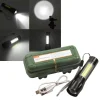 Kingavon Compact Rechargeable Aluminium XPE COB Torch with Zoom - Black