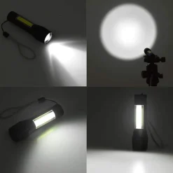 Kingavon Compact Rechargeable Aluminium XPE COB Torch with Zoom - Black