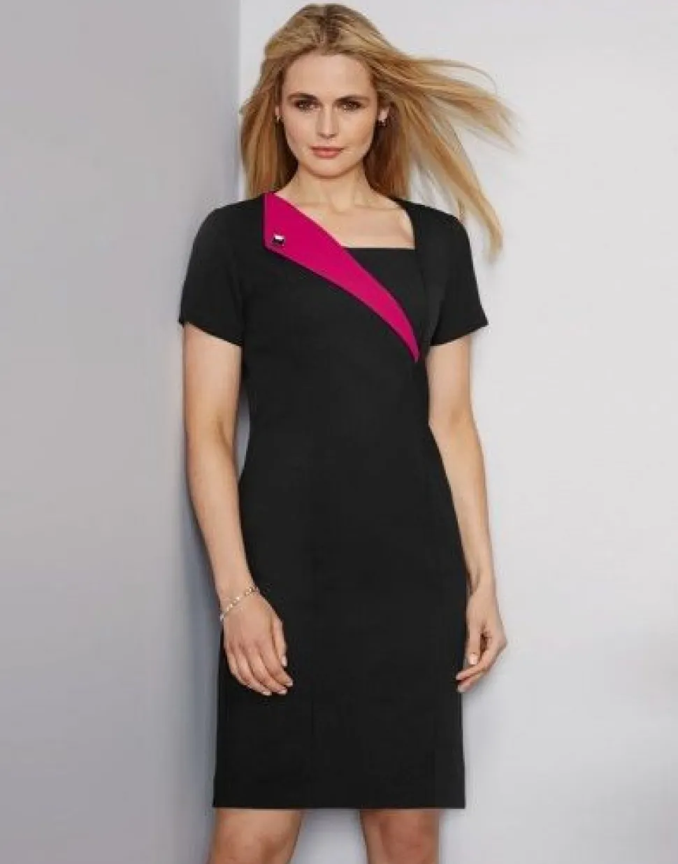 Ladies Lapel Dress - Pink