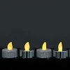 LED Silver Glitter Tea Lights 6 Pack