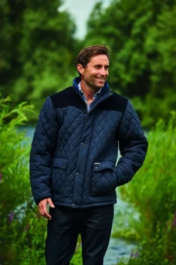Lewis Diamond Quilted Jacket Navy by Champion