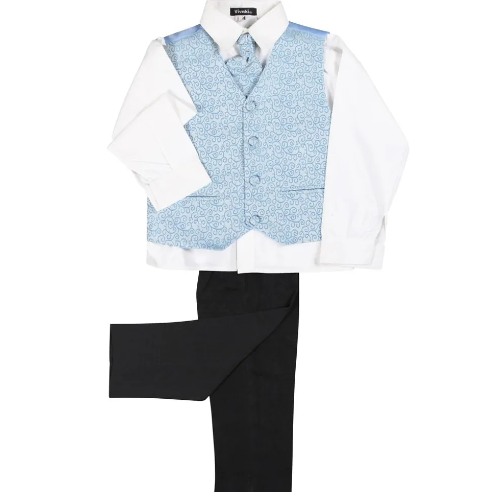 Light Blue Swirl 4PC Suit