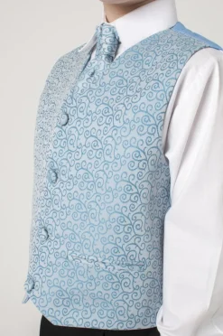 Light Blue Swirl 4PC Suit