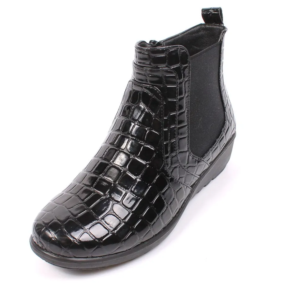 Linda Croc Women's Comfort Walk Boots Black
