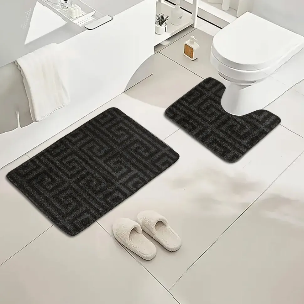 Luxury Bath Mat Set Black
