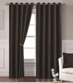 Lynton Eyelet Readymade Curtains Black