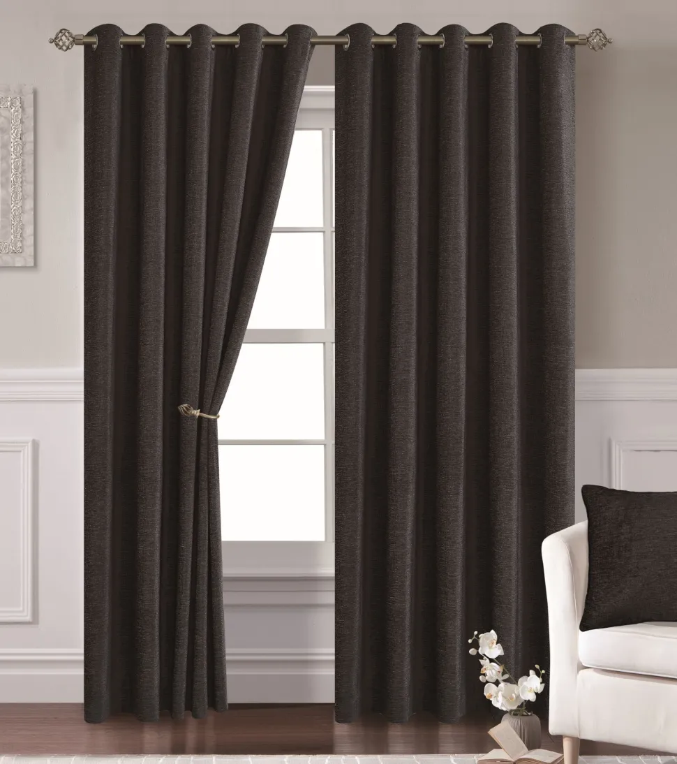 Lynton Eyelet Readymade Curtains Black