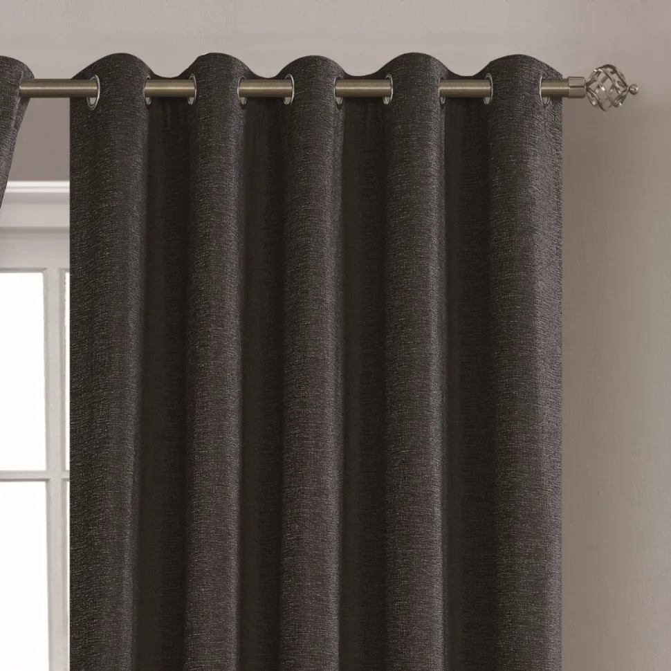 Lynton Eyelet Readymade Curtains Black