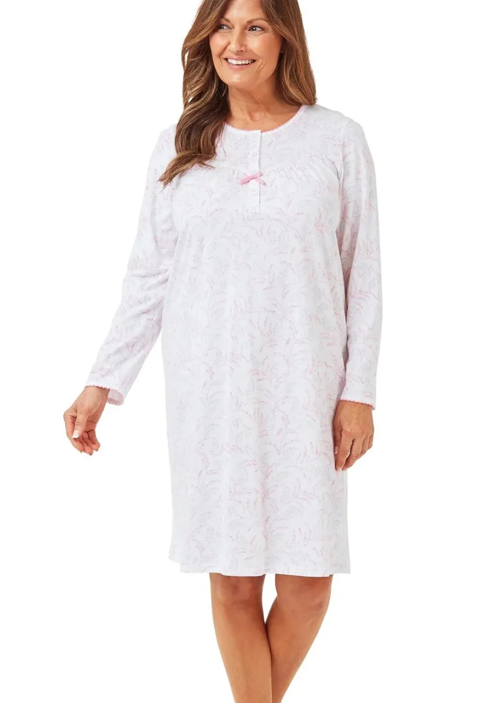 Marlon Floral Print Pink Long Sleeve 100% Cotton Nightdress