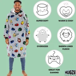 Marvel Comics Face Oversized Hugzee Wearable Fleece Hoodie – Large
