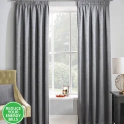 Matrix Grey Thermal Tape Top Curtains