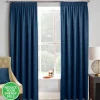 Matrix Navy Thermal Tape Top Curtains by Enhanced Living
