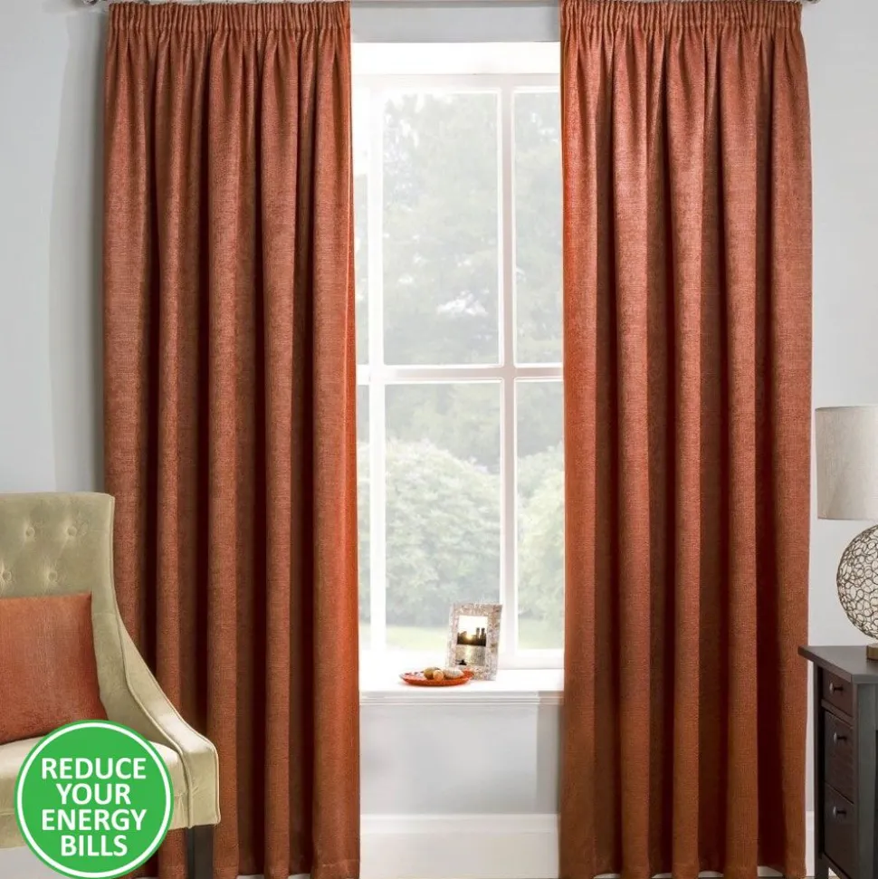 Matrix Orange Thermal Tape Top Curtains