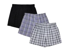 Men's 100% Cotton De Lucca 3 Pack Boxers Black & Blue Mix