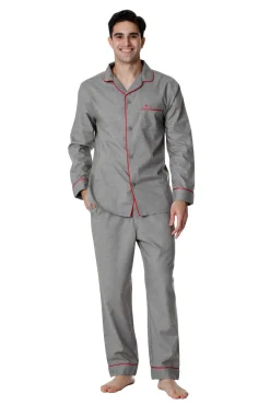 Men's 100% Cotton De Lucca Pyjamas Grey Melange